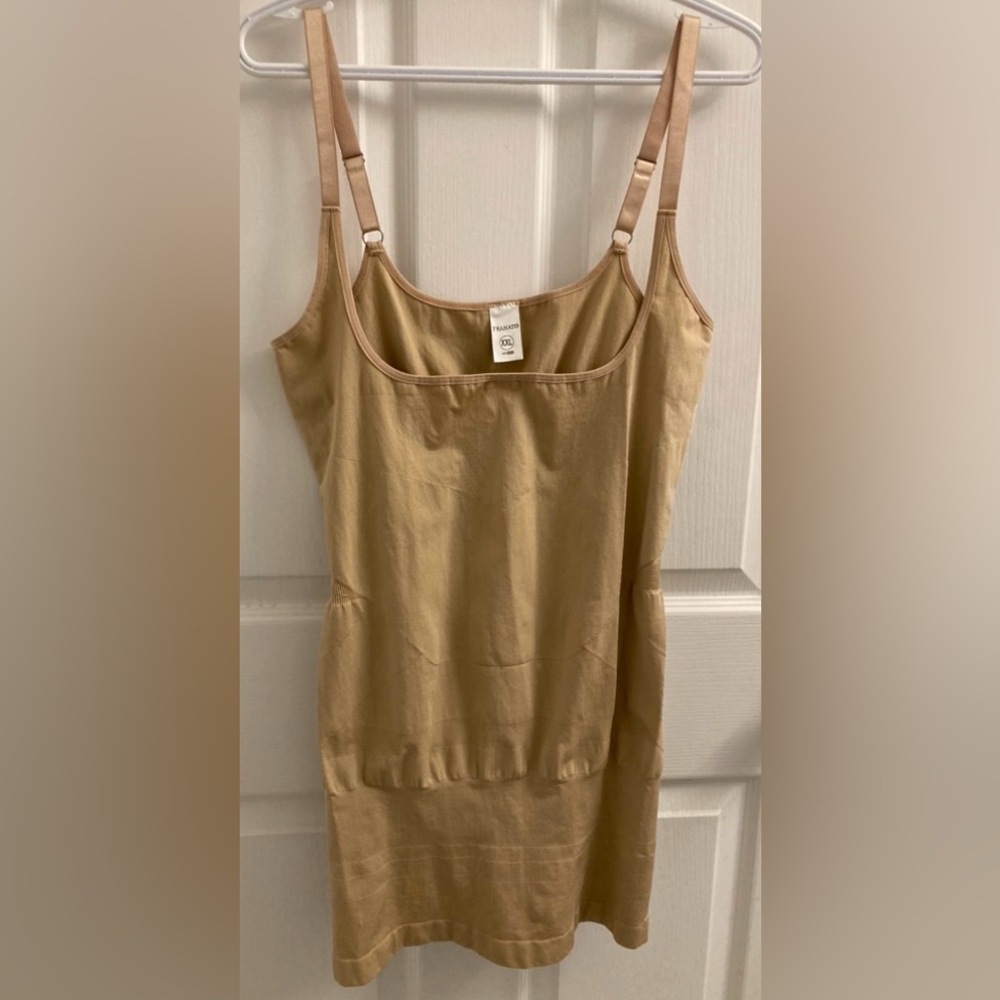 NEW Shapewear dress with compression contouring and adjustable straps in tan